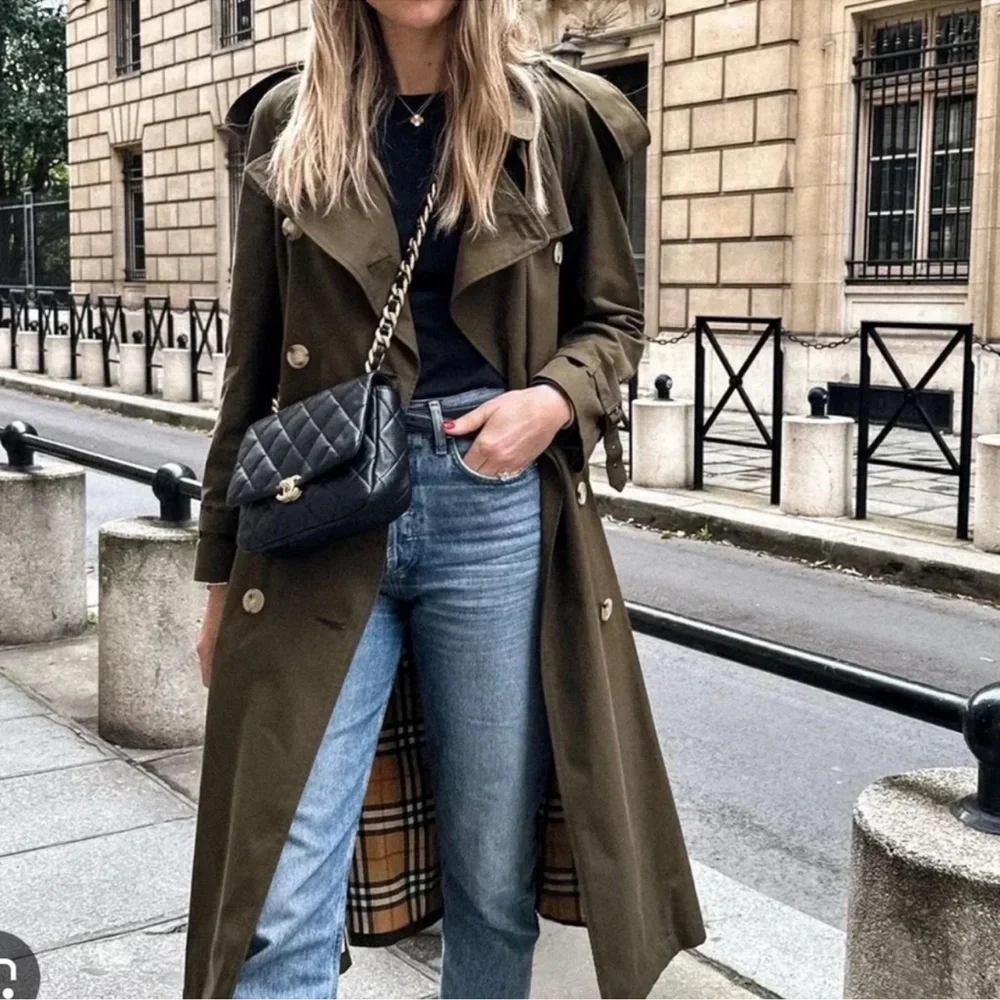 Classic Gray Trench Coat Burberry extremely long USA 6 - Picture 2 of 16